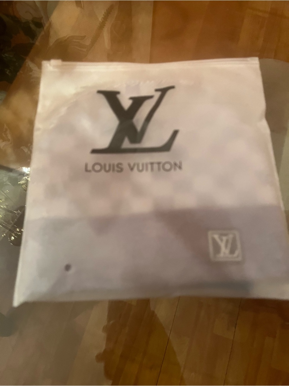 Louis Vuitton White and Gray Logo Dust Pouch